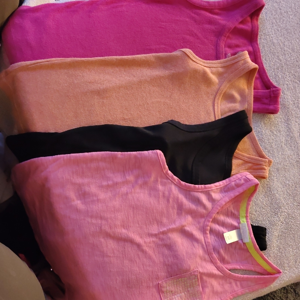 Justice Pink and Black Tank Tops